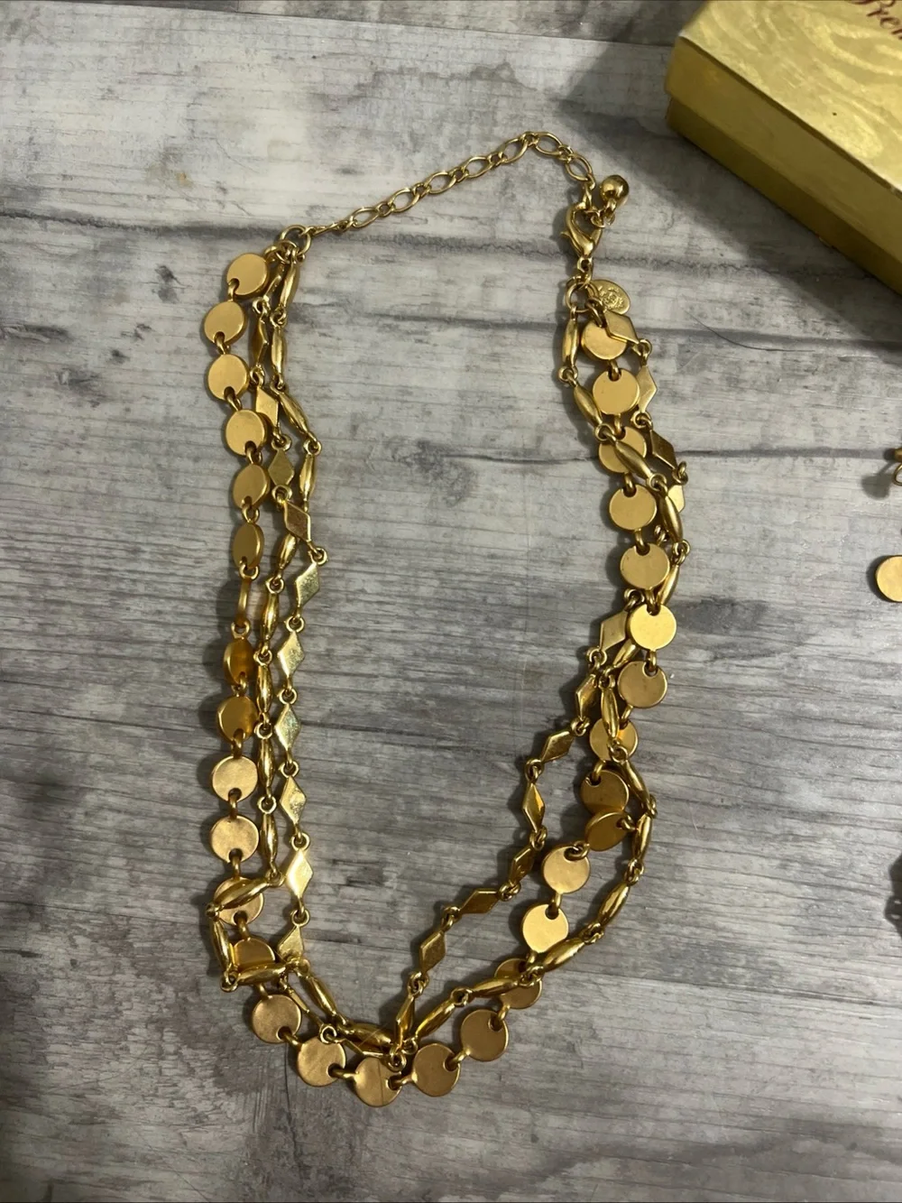 Premier Designs Gold Rush Layered Necklace, Bracelet & Dangle Earrings - Picture 6 of 8